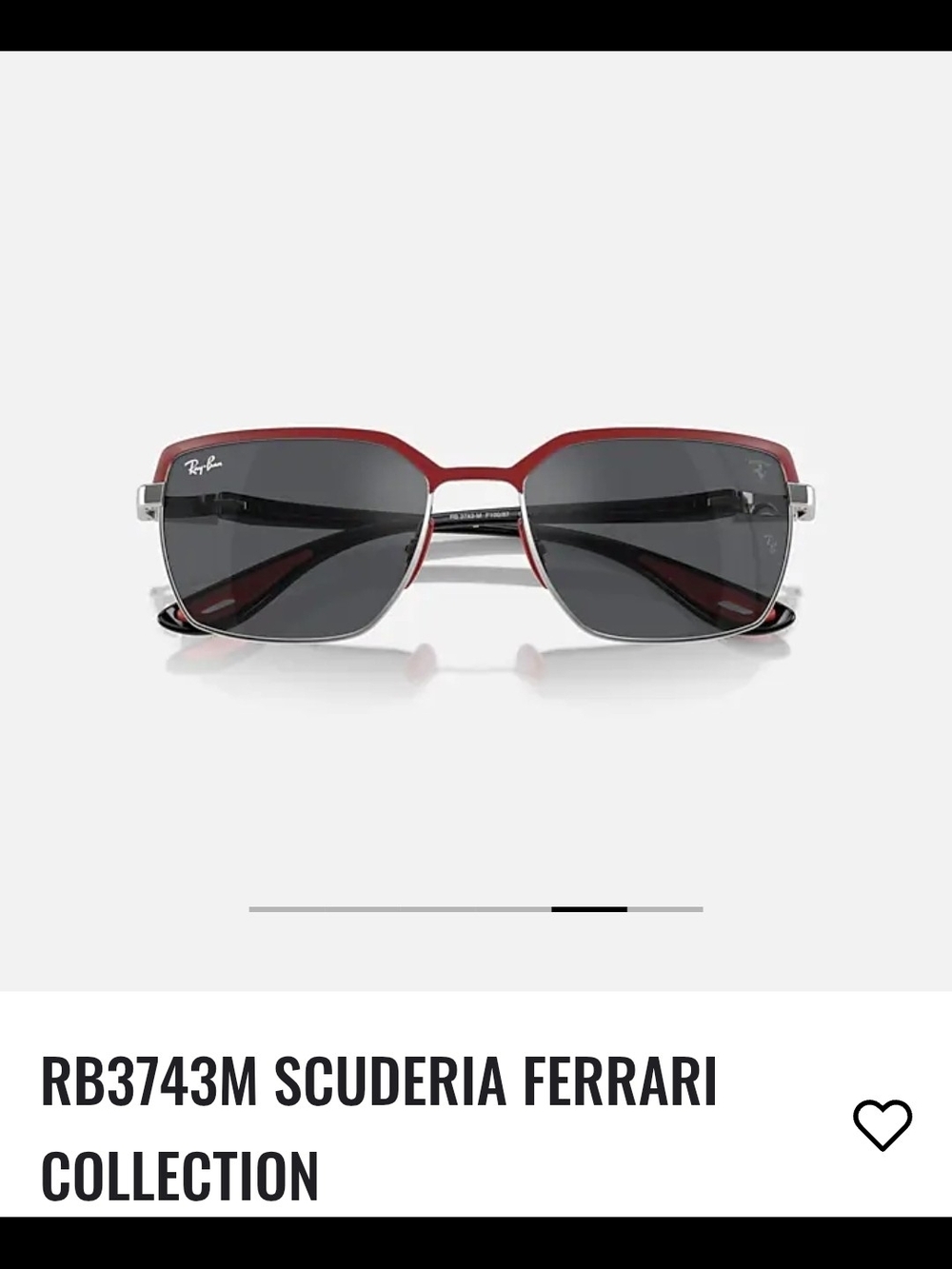 Ray-Ban RB3743M Scuderia Ferrari Red & Silver Rectangular Sunglasses